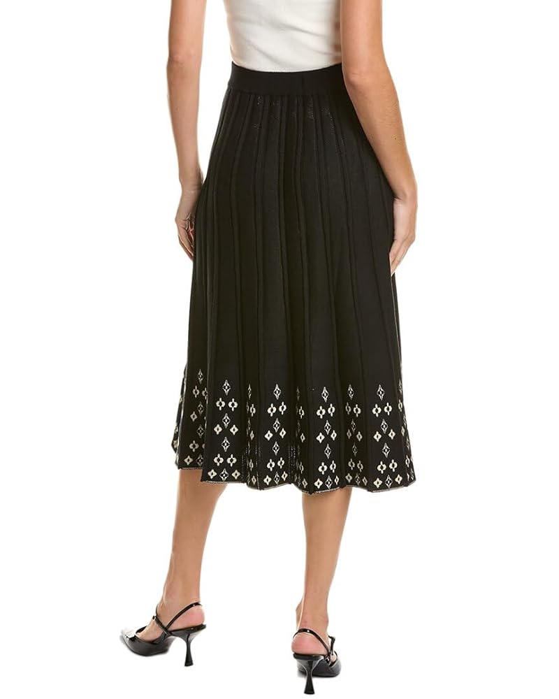 Max Studio Women's Pleated Midi Sweater Skirt, Black/Bone